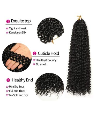 Buy 7 Packs of 18-Inch Passion Twist Crochet Hair - Water Wave Hair Extensions for Long Bohemian Styles (1B#) - International Shipping Available - Buy Online on GoSupps.com