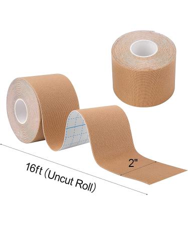 Kinesiology Tape Latex Free Sports Tape 2 Rolls Pack Water Resistant Kinesiology Athletic Tape -for Shoulder Knee Shoulder Knee Elbow Pain Relief 5CM x 5M (2 x 16 ) (Beige) - Buy Online on GoSupps.com