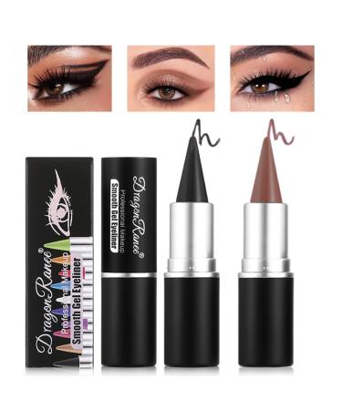 Sitovely 2PCS Black Coffee Gel Eyeliner Pencil Black Coffee Gel Eyeliner Pencil Natural Black Eyeliner Cream Waterproof Eyeliner Pencil Smokey Eyeshadow Stick & Visa Paint Stick