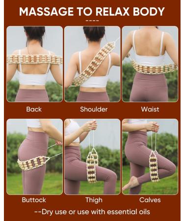 Massage Roller Back with Handle - Maderotherapy Set | Anti-Cellulite Device for Neck Legs Back & Body (70 x 7.5 cm) - Buy Online on GoSupps.com