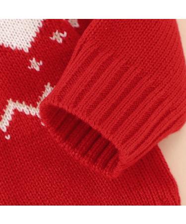 Mimixiong Baby Christmas Reindeer Sweater - Red Knitted Long Sleeve Outfit (0-6 Months) - Buy Online on GoSupps.com