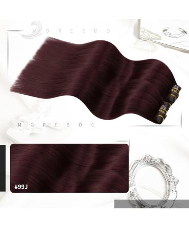 Moresoo Wine Red Clip in Hair Extensions - 16 Inch Burgundy Real Human Hair - 7 Pieces/120g #99J - Buy Online on GoSupps.com