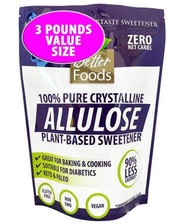 Allulose Non-GMO 48 oz 3 LBS Pure Crystalline Powder Sugar-Free Low Calorie Zero Net Carb Keto Diabetic Friendly Natural Sugar Replacement Sweetener No Sugar Alcohol Soy-Free Gluten-Free Crystalline Allulose 3 Pound (Pack …