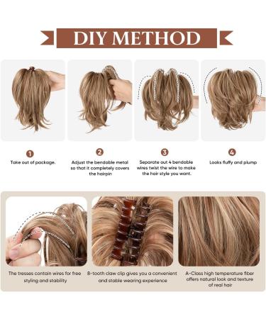 Medium Ash Brown Claw Clip Ponytail Extension - 8 inch Messy Bun Hairpiece - Buy Online on GoSupps.com