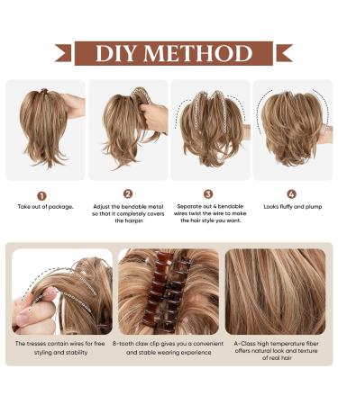 Shop CJL HAIR Claw Clip Short Ponytail Extensions - Dirty Blonde Wavy Curly Bun Hairpiece for Effortless Style - Buy Online on GoSupps.com