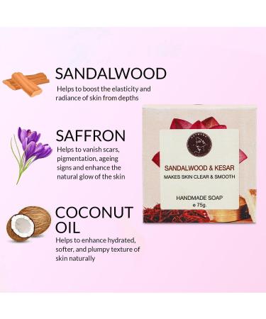 Sandalwood Saffron Handmade Natural Soap for Men & Women | Moisturizing Bar Soap Set (3 Bars 7.9 Oz) | Ideal for Body & Face Care - Buy Online on GoSupps.com