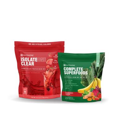 NutraOne Complete Superfoods Stick Pack + IsolateOne Clear Whey Isolate Bundle Daily Multivitamin + Clean Clear Protein for Whole-Body Wellness & Muscle Recovery