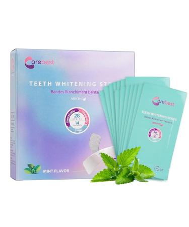 Professional Teeth Whitening Strips with Hydrogen Peroxide Mint Flavor Whitening Strips Residue-Free Gel Technology 28 Strips 14 Treatment for Sensitive Teeth