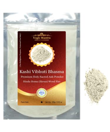 Yogic Mantra Kashi Vibhuti Powder Holy Ash Powder (100 g / 3.52 oz Sacred Ash Resealable Pouch Pack) Energized Vibhuti Bhasma for Hindu Holy Pooja Vidhi Puja Items Samagri & Vibhooti Tripundra Tikka