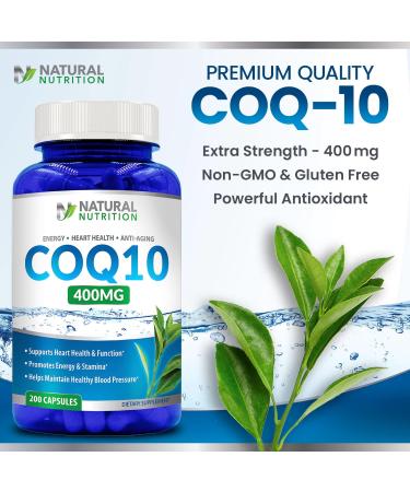 Natural Vitamin CoQ10 400mg 200 Capsules Maximum Strength High Absorption Gluten Free Non-GMO - Buy Online on GoSupps.com