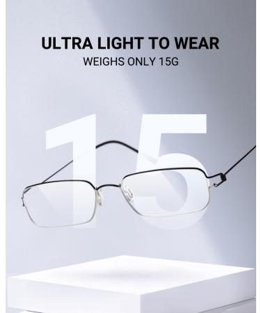 LUFF Ultra Light Reading Glasses for Men/Women - Stylish Blue Light Blocking Eyeglasses 2.0x - Screwless HD Readers in Black - Buy Online on GoSupps.com