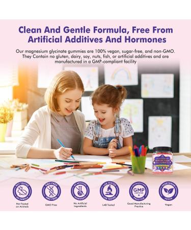 Magnesium Glycinate Gummies for Kids 4+ & Adults- Magnesium Glycinate 150/300 mg for Natural Sleep Relaxation & Calm Support Melatonin Free Sugar Free Strawberry Flavor 60 Ct 60 Count (Pack of 1) - Buy Online on GoSupps.com