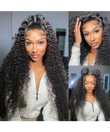 26 Inch 13x6 HD Transparent Curly Lace Front Wig Human Hair - 180% Density Pre Plucked Deep Wave Curly Wig with Baby Hair for Black Women - Bleached Knots - 26 - Buy Online on GoSupps.com