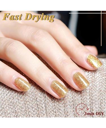 Gold Nail Polish - Shimmer Pearl Nail Polish - Light Gold Glitter Nail Polish - High Glossy Shine Long Lasting Nail Varnish - Air Dry No Need UV DIY Manicure Nail Art - Buy Online on GoSupps.com