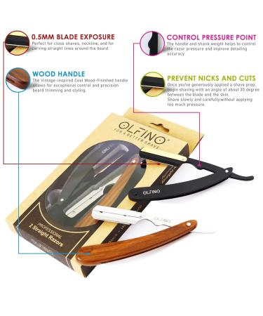 Professional Matt Black Razor with 24K Gold Accents & Bio-Wood Handle - Mustache & Beard Grooming Set - Includes 1 Black Razor + 1 Wooden Handle Razor - International Shipping Available - Buy Online on GoSupps.com