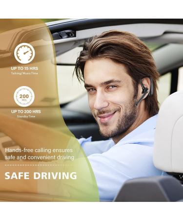 Bluetooth Single-Ear Earpiece | CVC8.0 Noise Cancelling Wireless Headset for iPhone & Android | Hands-Free Earphone for Driving & Business - Black - Buy Online on GoSupps.com