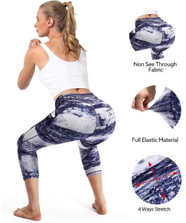 STYLEWORD Womens Sapphire Capris with Pockets - High Waist Yoga Pants for Running and Workouts - Buy Online on GoSupps.com
