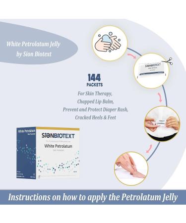 Sion Biotext White Petrolatum Jelly - 144-Count Large Value Pack for Skin Therapy and Protection - Chapped Lip Balm, Diaper Rash, Cracked Heels & Feet - 0.5g Individual Foil Packs - Buy Online on GoSupps.com