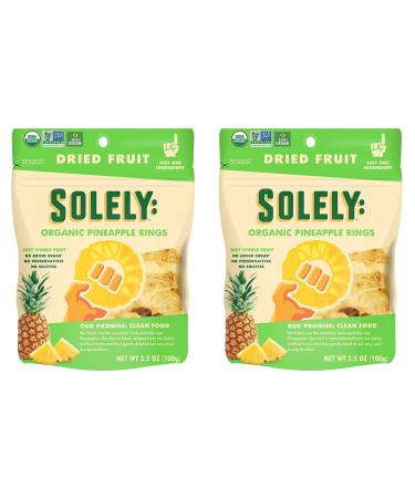 SOLELY Organic Dried Pineapple Rings, 3.5oz (Pack Of Two) | One Ingredient | Vegan | Non-GMO | No Added Sugar Packaged By Independent Cuisine