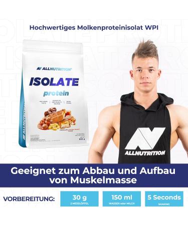 All-Nutrition Isolate Whey Protein Powder 908g - Muscle Building BCAA Gluten-Free Chocolate Caramel Peanut Shake - Buy Online on GoSupps.com