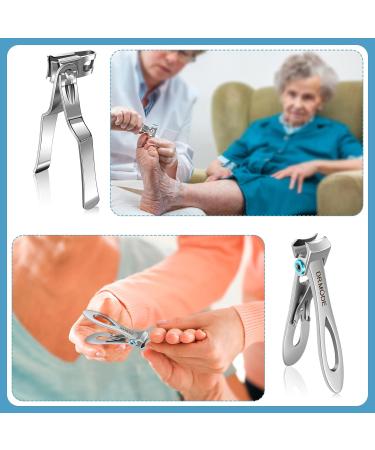 Nail Clippers for Men Thick Nails - DRMODE 16mm Wide Jaw Opening Extra Large Toenail Clippers & Easy Grip 360 Degree Rotary Fingernail Clippers for Seniors Nail Cutter with Nail File Cuticle Trimmer Nail set Silver - Buy Online on GoSupps.com