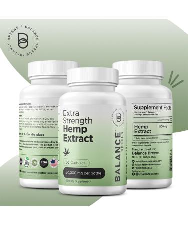 Balancebreens Hemp Extract Capsules 30,000 mg per Bottle - Natural Dietary Supplement Supports Brain Functions, Immune Support - Rich in Omega 3-6-9 Fatty Acids (60 Count (Pack of 1)) - Buy Online on GoSupps.com