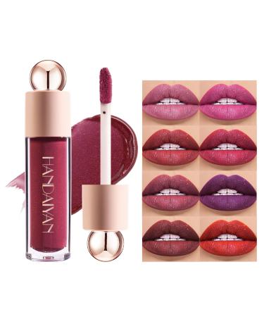 Glitter Lip Gloss Matte Liquid Lipstick Shining Lip Gloss Waterproof Long Lasting Lip High Pigmented Moisturizing Shiny and Vegan Tinted Lip Gloss Makeup for Women Non-Sticky Vivid Color (01)