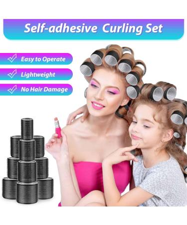 Rollers Hair Curlers 48 Pcs Set with 24Pcs Hair Rollers 4 Sizes (6 Jumbo Rollers/6 Large Rollers/6 Medium Rollers/6 Small Rollers) and 24 Pcs Hair Clips for Long Medium Short Hair (Black) - Buy Online on GoSupps.com