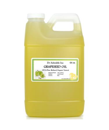 Dr Adorable - 64 oz - Grapeseed Oil - 100% Pure Natural Organic Cold Pressed