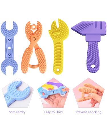 AUXHCYL 6 Pack Silicone Baby Teething Toys for 0-6 Months - Hammer, Wrench, Spanner, Pliers Shapes - Molar Teether Chew Toys for Infants - Buy Online on GoSupps.com