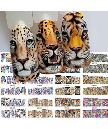 12Design/Sheet Winter Manicure Water Transfer Decals Leopard Animal Print Design Nail Stickers Zebra(01) Style01 - Buy Online on GoSupps.com