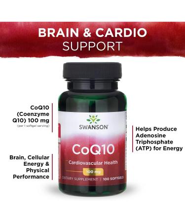 Swanson CoQ10 Supplement - Energy Boosting Antioxidant - 100mg 100 Softgels | High-Quality Coenzyme Q10 for Heart Health & Energy Support - Global Shipping Available - Buy Online on GoSupps.com