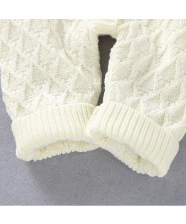 DovFanny Baby Romper Suit | Solid Color Knit Jumpsuit for Newborns | Winter Outfit with Hat (6-12 Months, White) - Buy Online on GoSupps.com