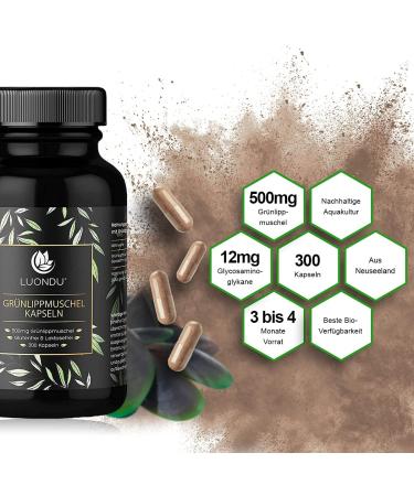 Buy 1500mg Green-Lipped Mussel Capsules - 300 Natural NZ Capsules with Glycosaminoglycans | No Additives - Supports Joint Health - Buy Online on GoSupps.com