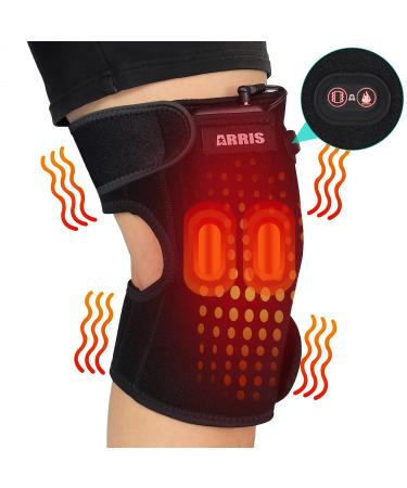 ARRIS Heating Knee Pad with Massage, Heated Knee Brace Wrap with 7.4V Battery for Knee Injury, Arthritis, Joint Pain, Soreness, Cramps, Meniscus Pain & Muscle pain Relief Hot Therapy.