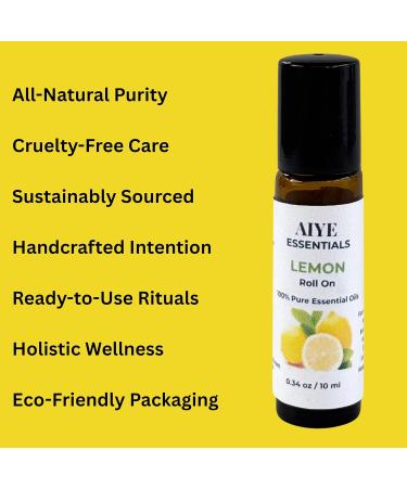 AIYE Essentials Pure Lemon Roll-On 100% Pure Essential Oil 0.34 oz Portable Wellness for Skin Sleep and Relaxation with Easy Application - Buy Online on GoSupps.com