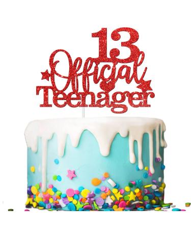 Tenhaisi Gilttery Red 13 Ofiicial Teenager Cake Topper Happy 13 Teenager Birthday Cake Topper Cheers to 13 Years Decoration