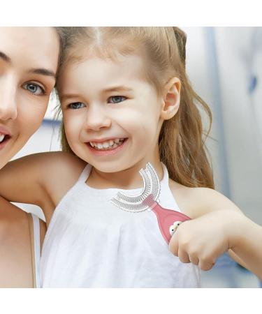 Kids U-Shaped Silicone Toothbrush | Soft Manual Training Tooth Brush for Ages 2-12 | All-Rounded Cleaning Tool (Pink) - Age 2-6 - Buy Online on GoSupps.com