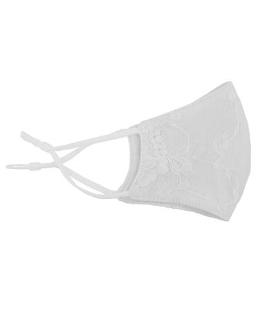VILLAGE GIFT IMPORTERS First Communion Face Mask | Kid's Mask | Delicate White Floral Lace | Adjustable Straps | Breathable and Soft Lining | Great for Religious Ceremonies Flower Girl and Easter
