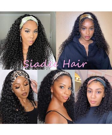 SIADEE Brazilian Curly Human Hair Headband Wig for Black Women - 14 Inch, 150% Density Natural Black, Glueless None Lace Front, Machine Made - Pack of 1 - Buy Online on GoSupps.com