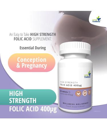 VitaThrive Folic Acid 400mcg 90 Tablets - Essential Supplement for Energy and Wellness - Buy Online on GoSupps.com