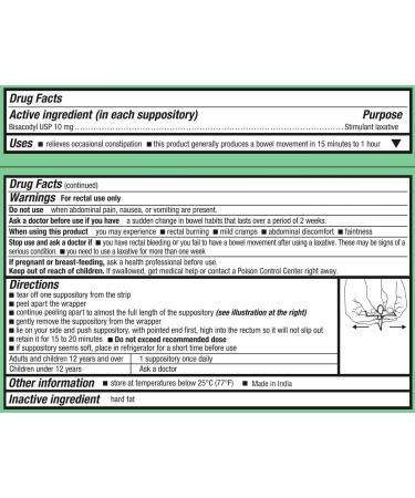 GeriCare Bisacodyl Suppositories - Fast Acting 10mg Laxative (121 Count) for Effective Relief - International Shipping Available - Buy Online on GoSupps.com