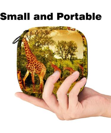 Stylish Menstruation Pad Bag with Zipper | Women's Tampon & Napkin Bag | South African Giraffe Design - Buy Online on GoSupps.com