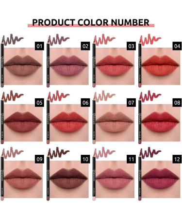 12 Color Matte Lip Liner Set - Waterproof Smooth & Durable Professional Makeup for Women - Buy Online on GoSupps.com