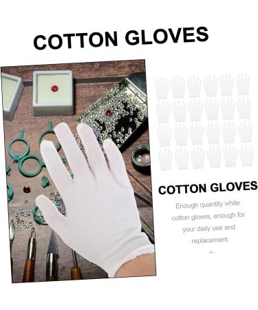 Ipetboom 12 Pairs Washable Cotton Gloves Sleep Gloves Jewelry Inspection Gloves Womens Glives Ladies Watches Working Gloves Shoelace Charms Womans Elastic Cotton Gloves Thicken Coin White 21x11x7cm - Buy Online on GoSupps.com