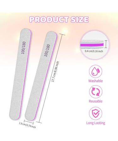 50pcs Nail Files 100/180 Grit Double Sided Emery Board for Acrylic and Natural Nails - Washable & Reusable - Ideal for Nail Salons - False Nails - Buy Online on GoSupps.com