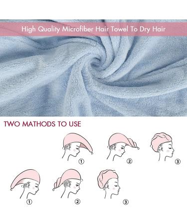 3-Piece Microfiber Hair Turban Towel Set | Quick-Drying Super Absorbent for All Hair Types - White Blue & Pink - Buy Online on GoSupps.com