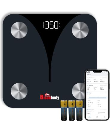 Bisonbody Smart Digital Body Bathroom Scale Detects 20 Body Composition Metrics Including Weight BMI Body Fat and more Smartphone App Support Support 24 Users Digital Family Scale Bluetooth