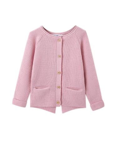 SMILING PINKER Toddler Girls Knit Cardigan Soft Warm Sweaters with Pockets 6 Years Pink