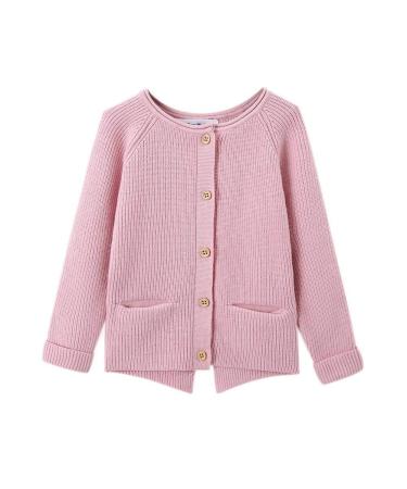 SMILING PINKER Toddler Girls Knit Cardigan Soft Warm Sweaters with Pockets 12-24 Months Pink